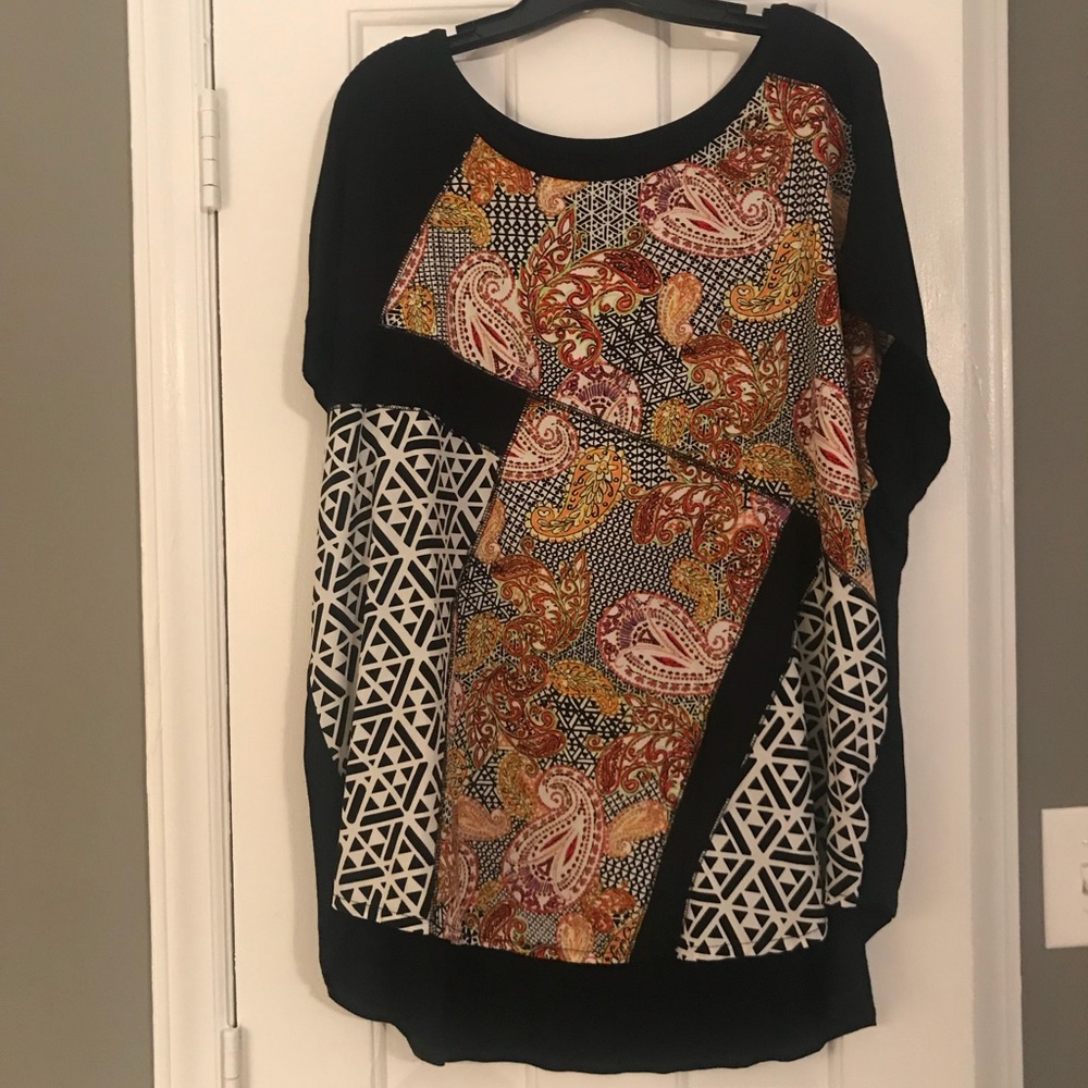 Mixed fabric top